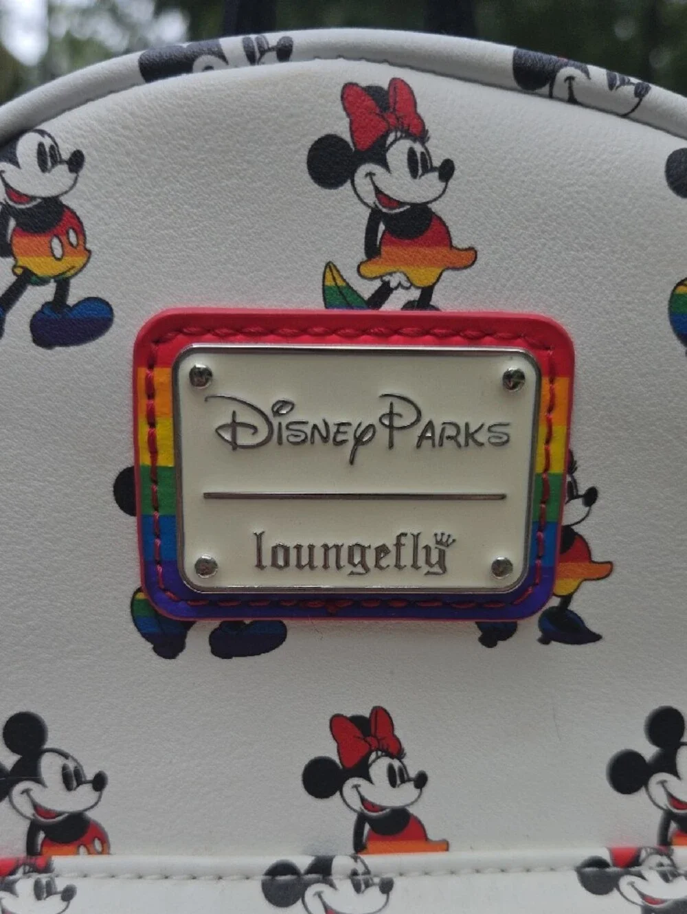 Loungefly White Rainbow Mickey & Minnie Kids Mini Backpack
